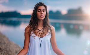 Mindfulness and Meditation. Yoga Woman Detail. Lotus position